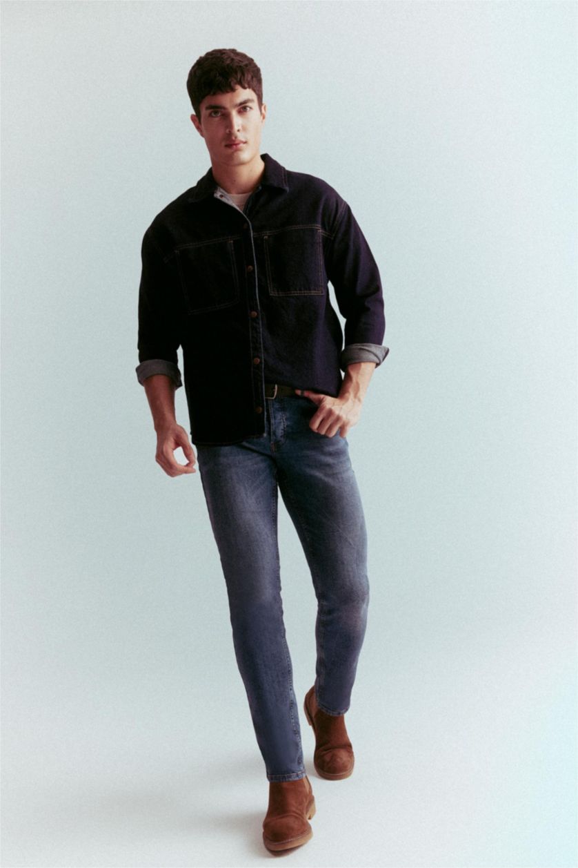 MAN Dark Blue Pedro Slim Fit Normal Waist Narrow Leg Jeans