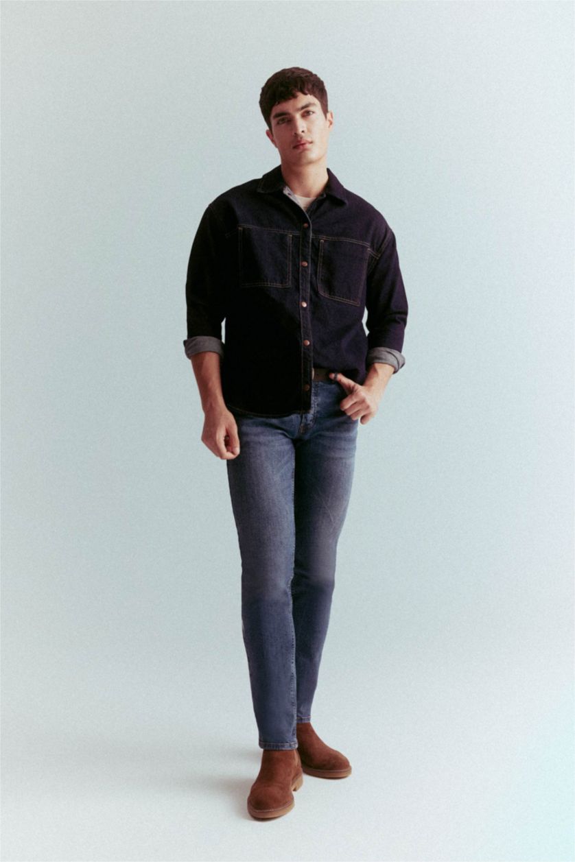 MAN Dark Blue Pedro Slim Fit Normal Waist Narrow Leg Jeans