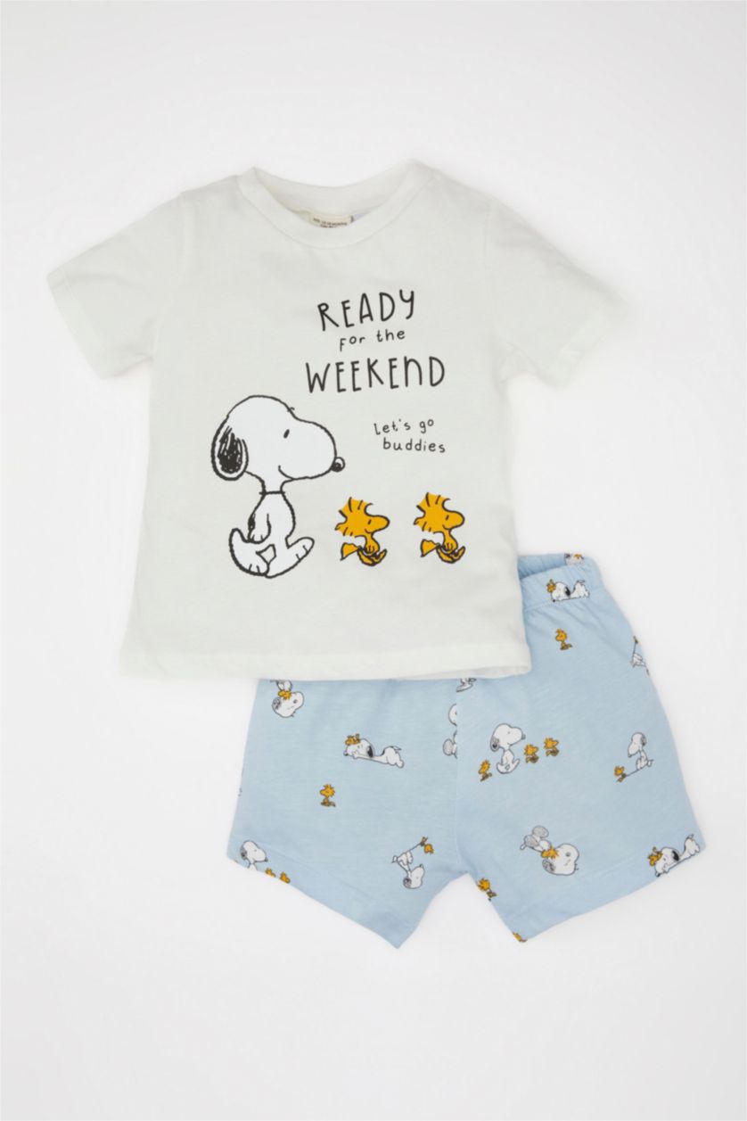 BABY BOY White Baby Boy Snoopy  Cotton 2 Piece Pajama Set