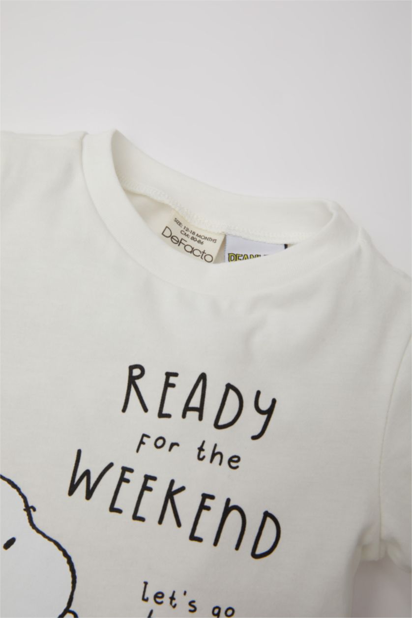 BABY BOY White Baby Boy Snoopy  Cotton 2 Piece Pajama Set