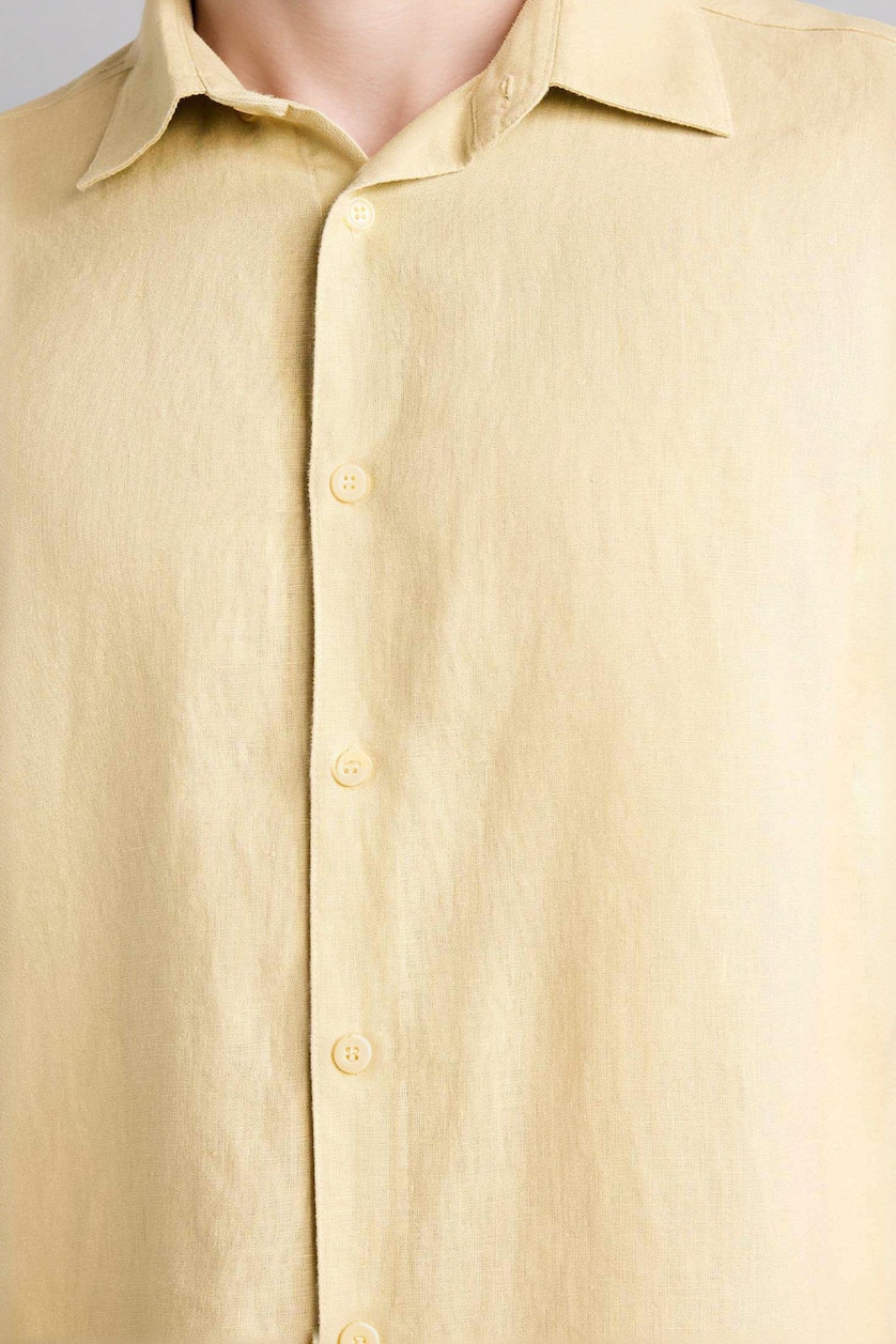 HOMME Beige Lin Chemises à manches longues