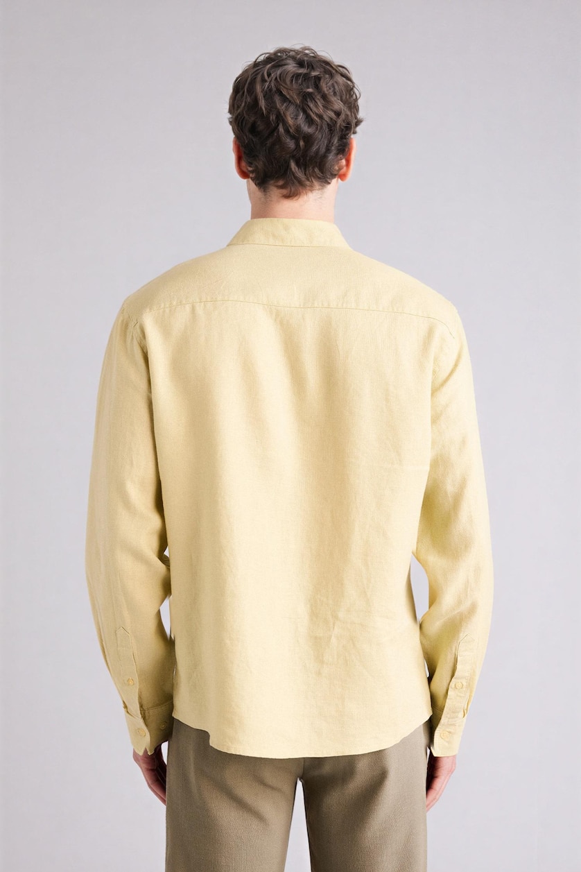 HOMME Beige Lin Chemises à manches longues