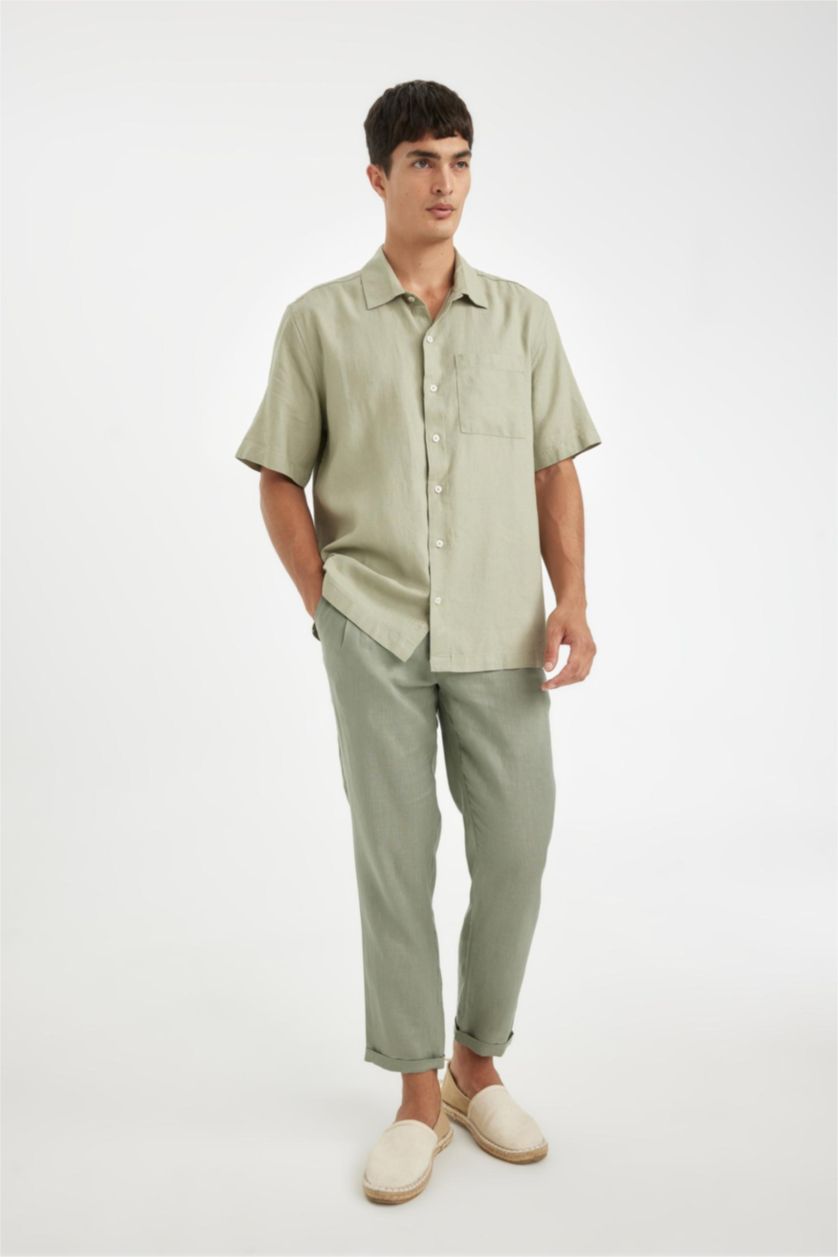 Men Khaki Crop Trousers
