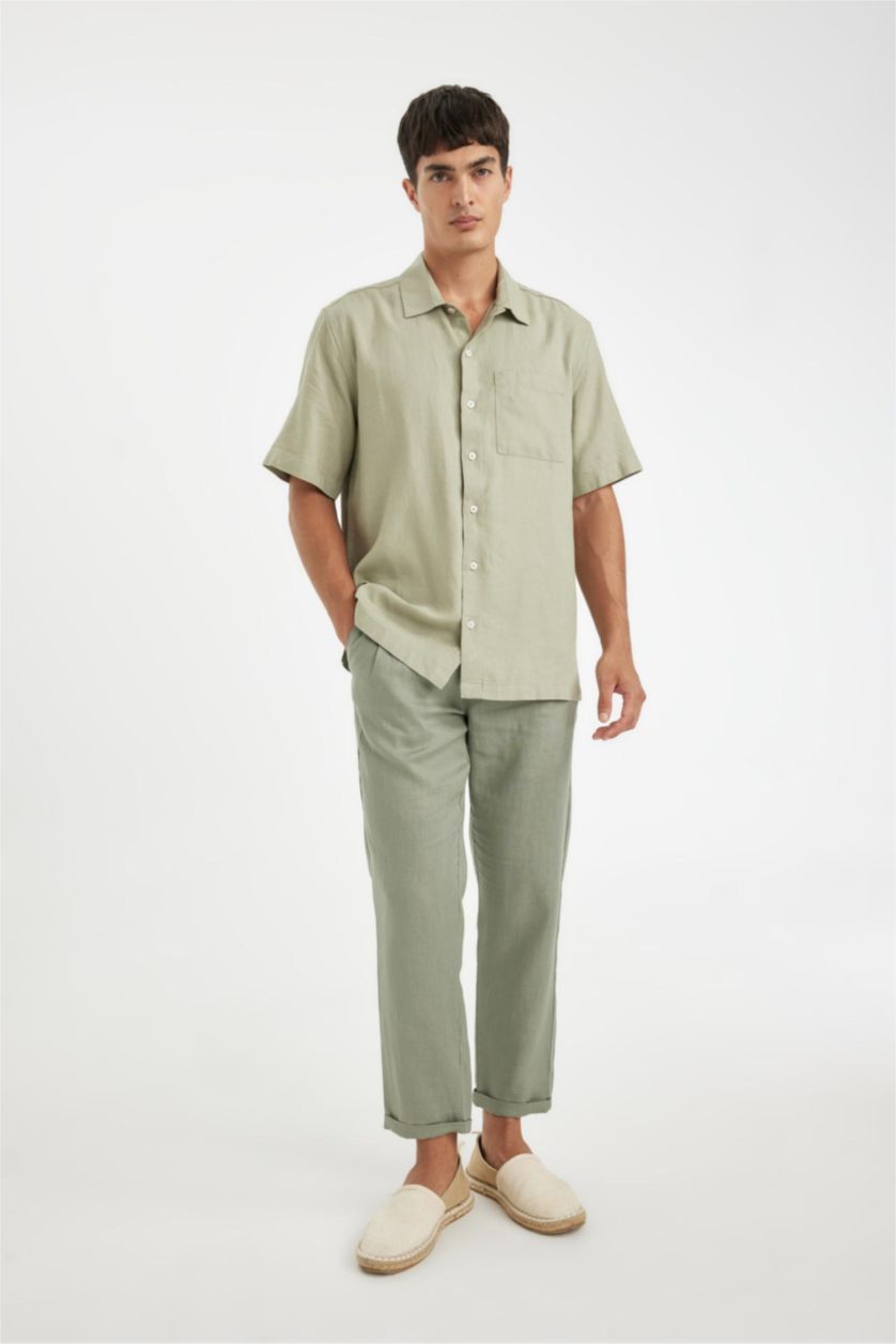 Men Khaki Crop Trousers