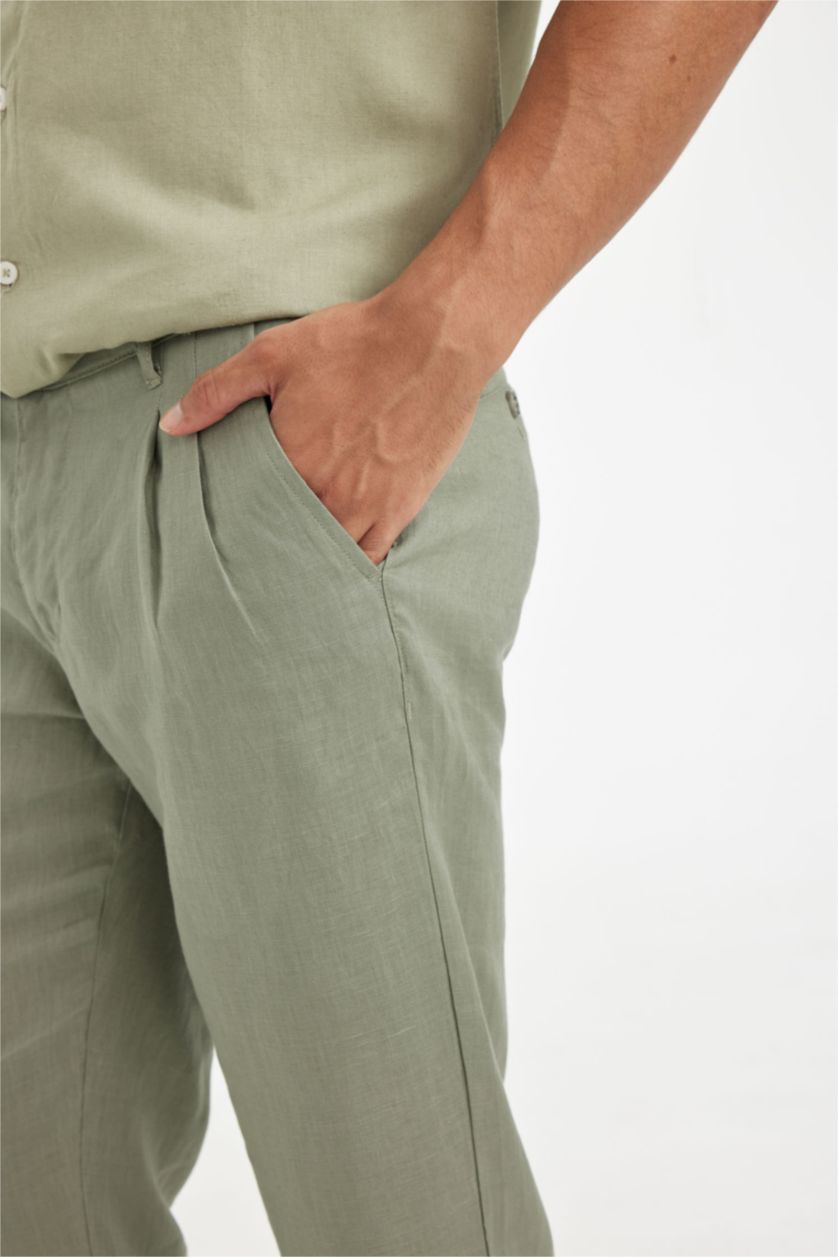 Men Khaki Crop Trousers