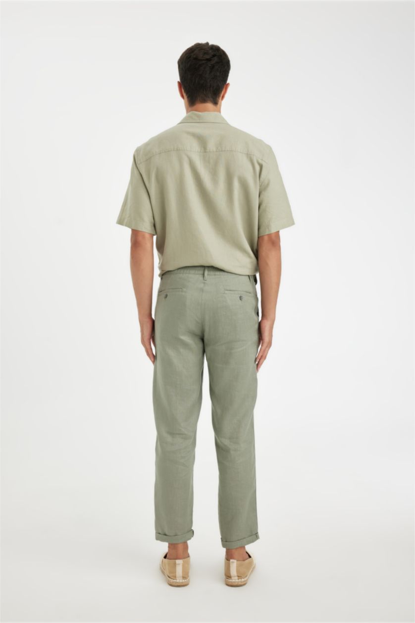 Men Khaki Crop Trousers