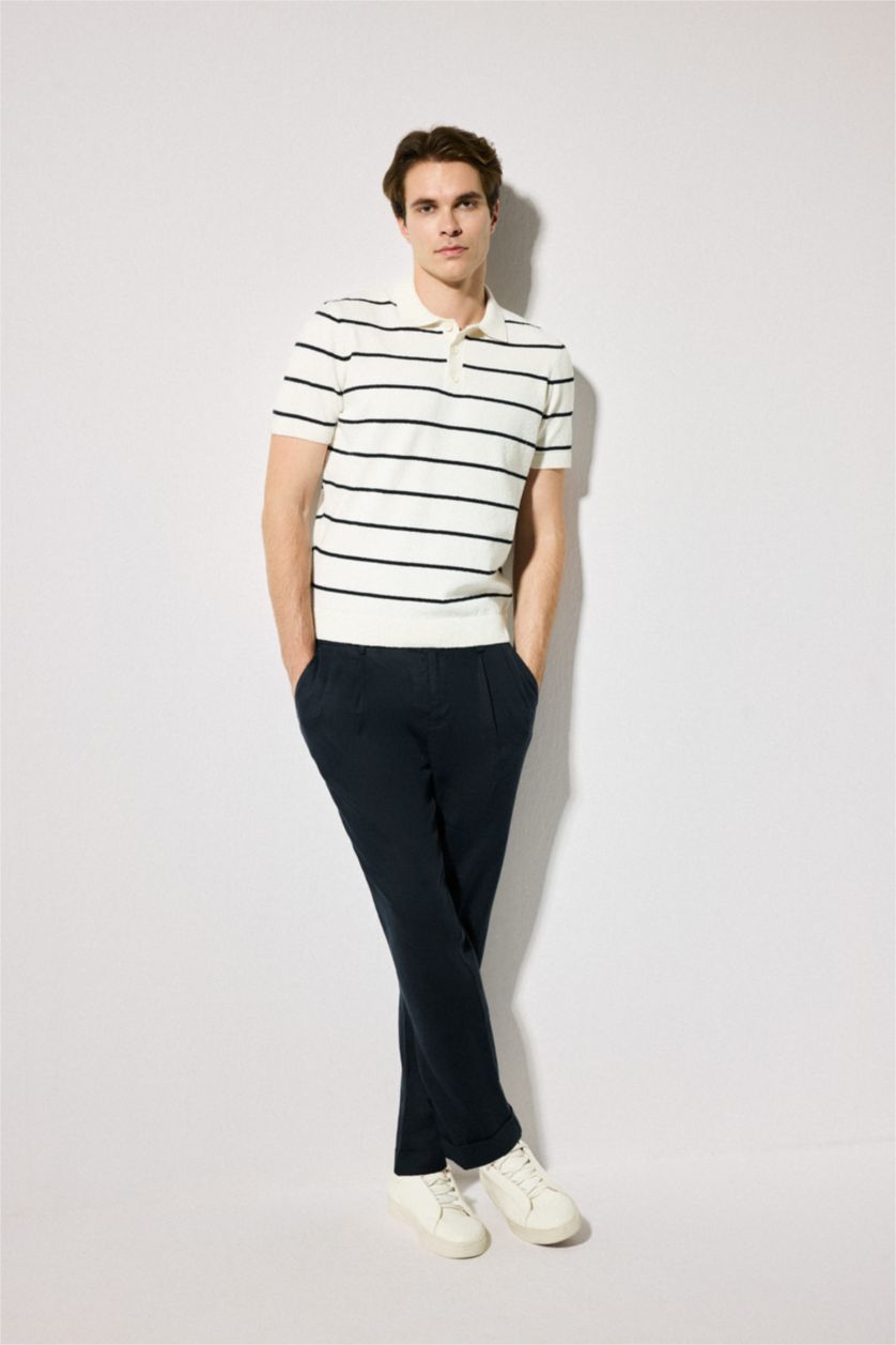 رجال كحلي Relax Fit Linen Trousers