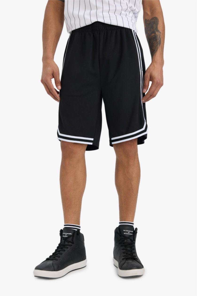 Man Black DeFactoFit Fast Drying Standard Fit Sports Heavy Fabric Shorts