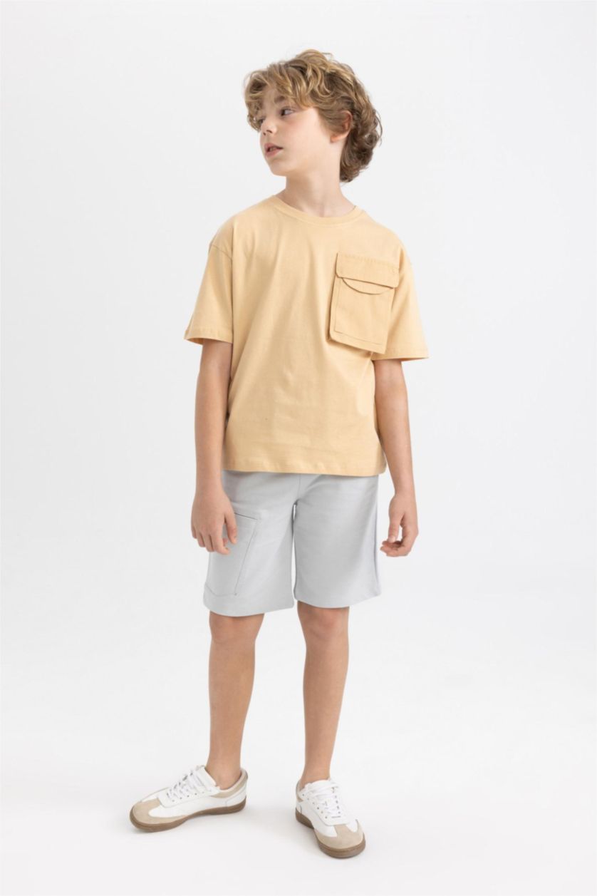 Erkek Çocuk - Genç Erkek Açık Gri Erkek Çocuk Basic Düz Şort