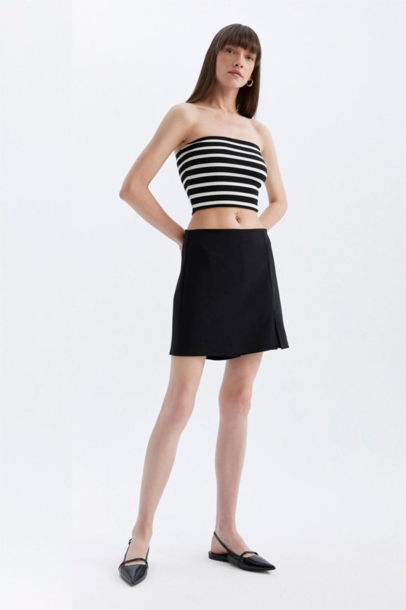 WOMAN Black Normal Waist Skort