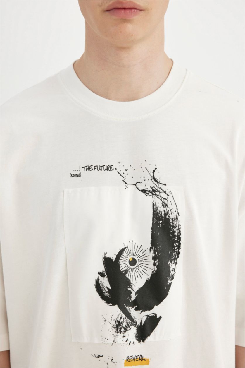 رجال بيج فاتح تيشيرت نص ردن قصة فضفاضة بياخة مستديرة