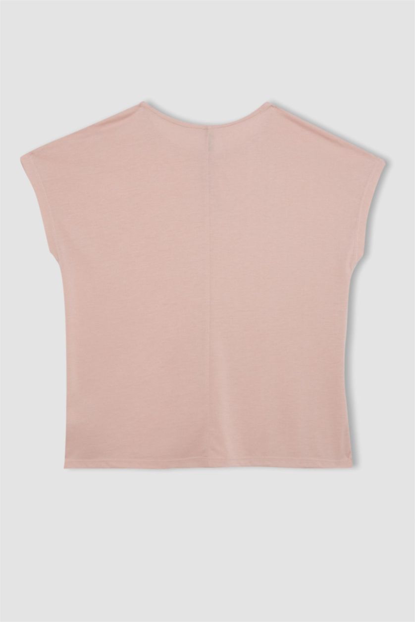 FEMME Rose T-Shirt à Manches Courtes Col Ras Du Cou