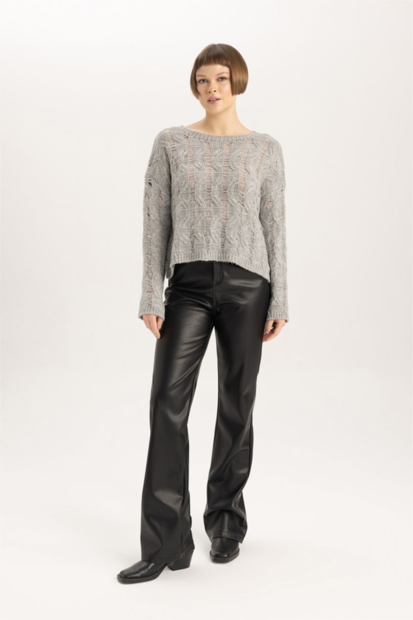 WOMAN Grey Relax Fit Crew Neck Knitted Pullover