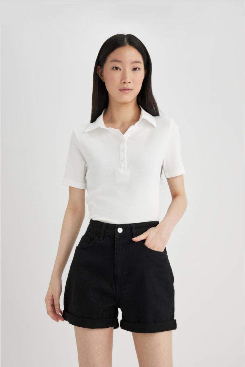 WOMAN Black Mom Fit Denim High waist Shorts