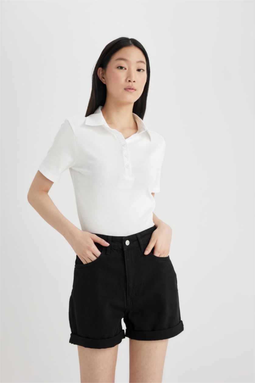 WOMAN Black Mom Fit Denim High waist Shorts