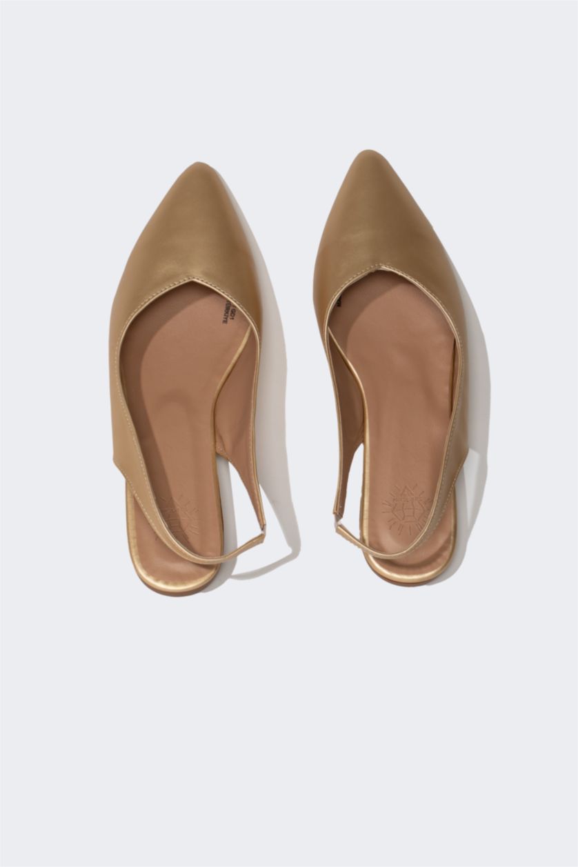 Kadın Altın Kadın Düz Taban Suni Deri Babet