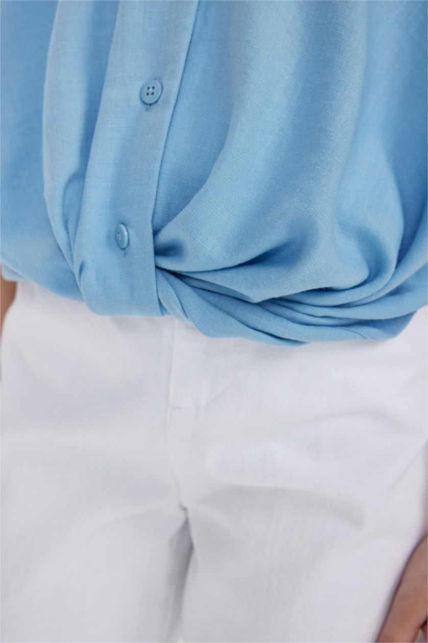 بنات أزرق قميص كروب بناتي قطن نص ردن