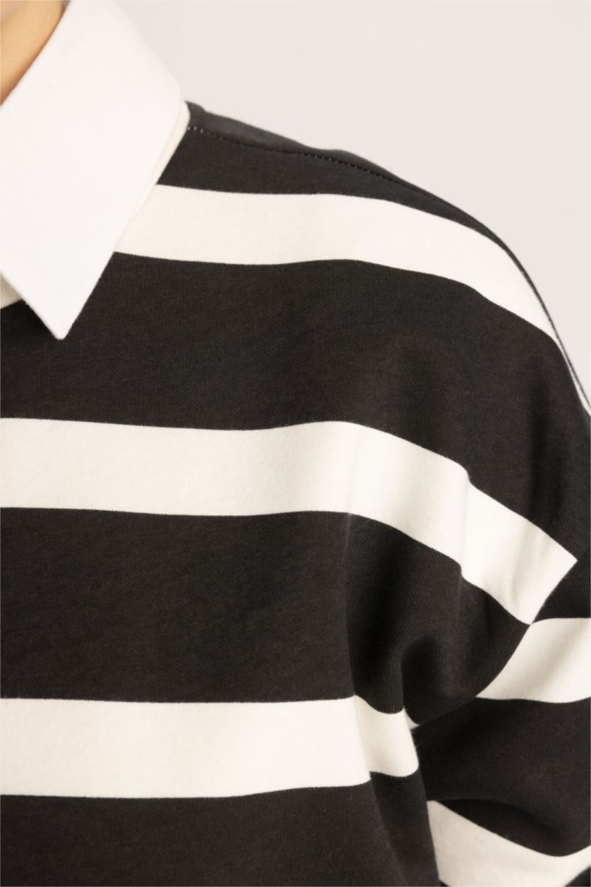 Kadın Siyah Relax Fıt Kalın Kumaş Sweatshirt
