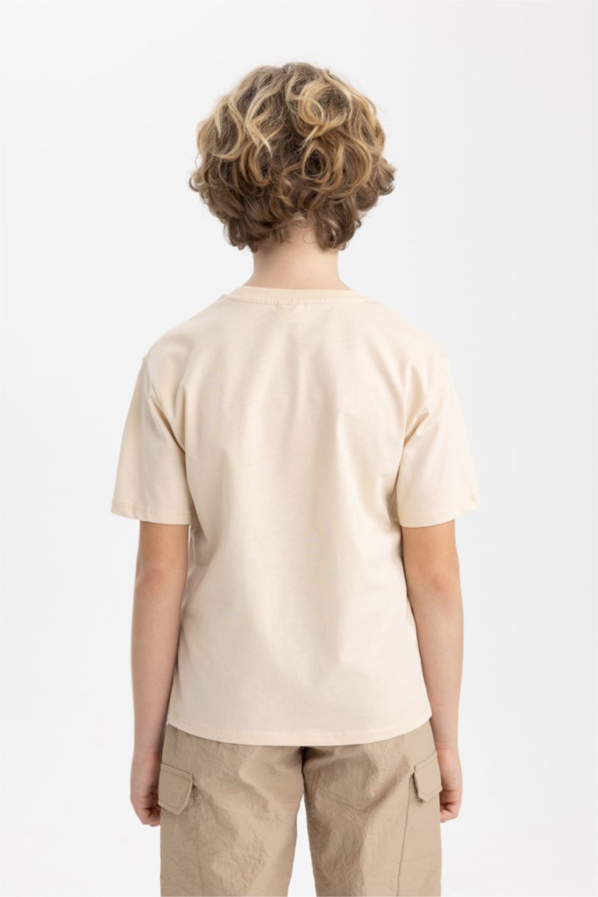 GARÇONS Beige T-Shirt Imprimé à Manches Courtes Col Rond pour Garçon