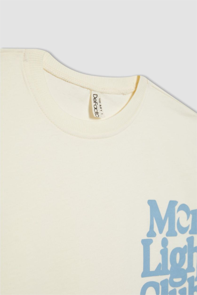 GIRLS & TEENS White Girl Crew Neck Printed Crop Short Sleeve T-Shirt