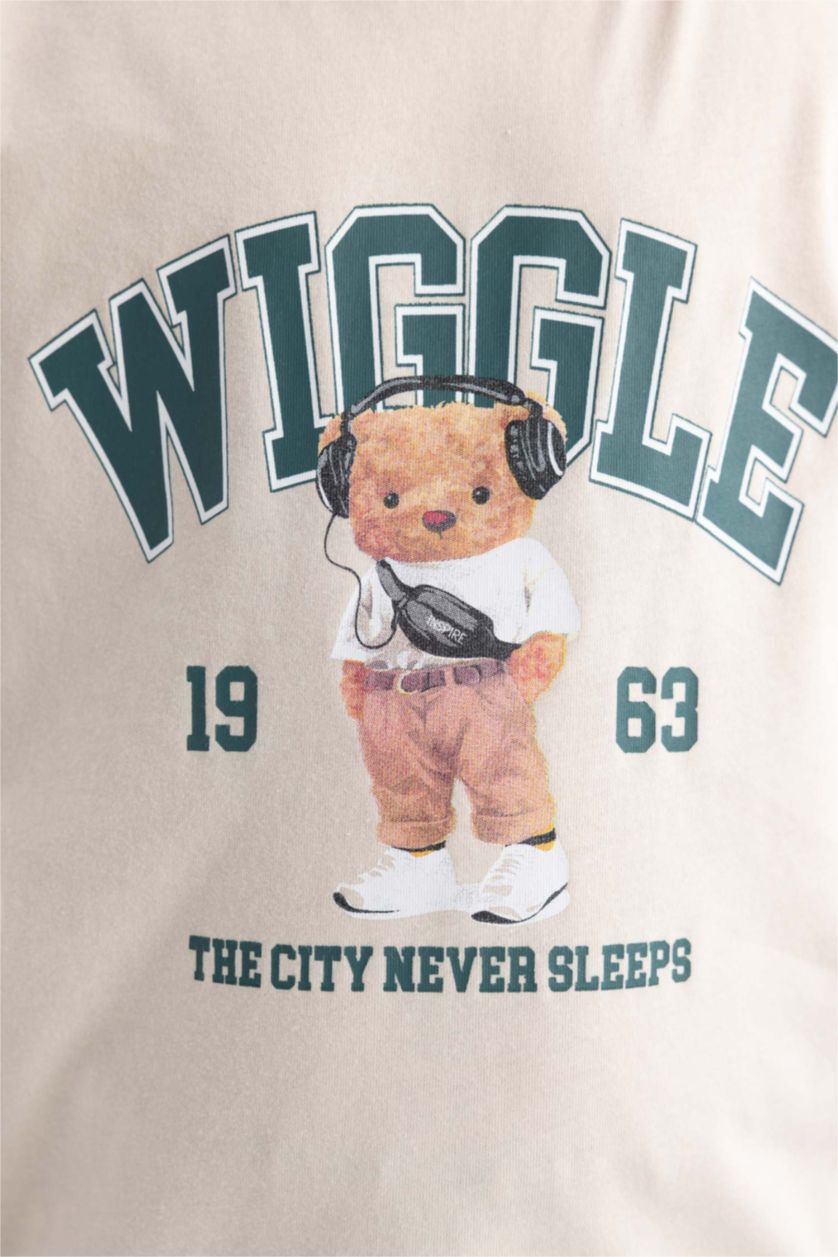 بنات حجري فاتح سيت بجامة بناتي قصة عادية نص ردن مطبوع  - قطعتين