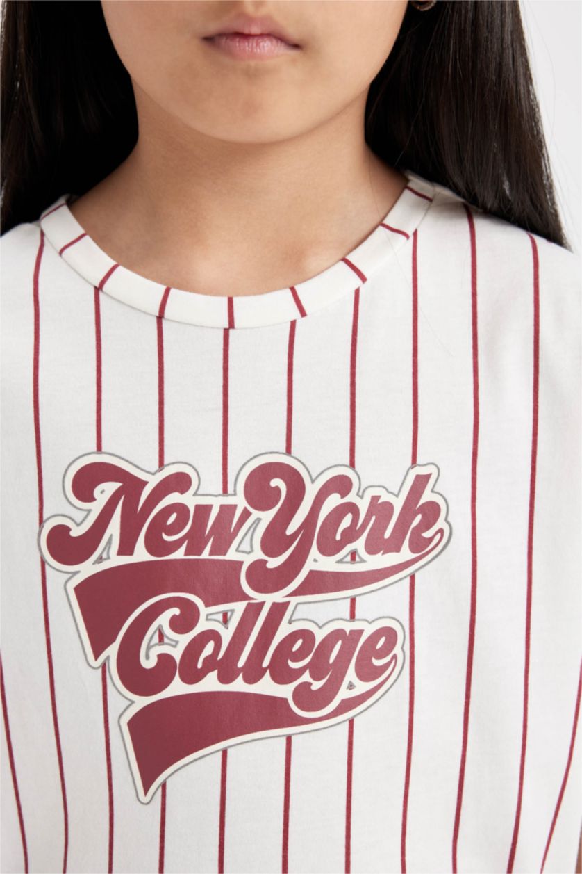 GIRLS & TEENS Ecru Girl Striped Short Sleeve 2 Piece Pajama Set