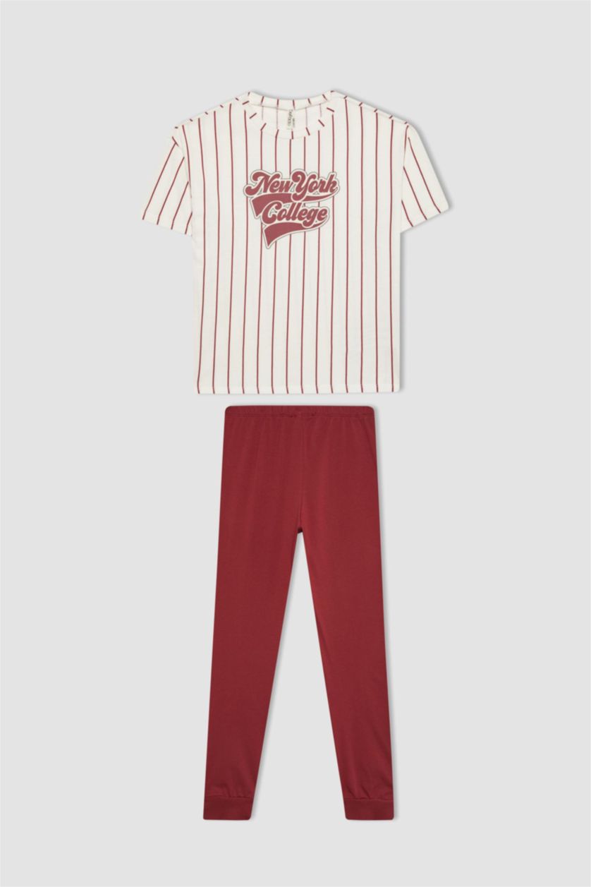 GIRLS & TEENS Ecru Girl Striped Short Sleeve 2 Piece Pajama Set