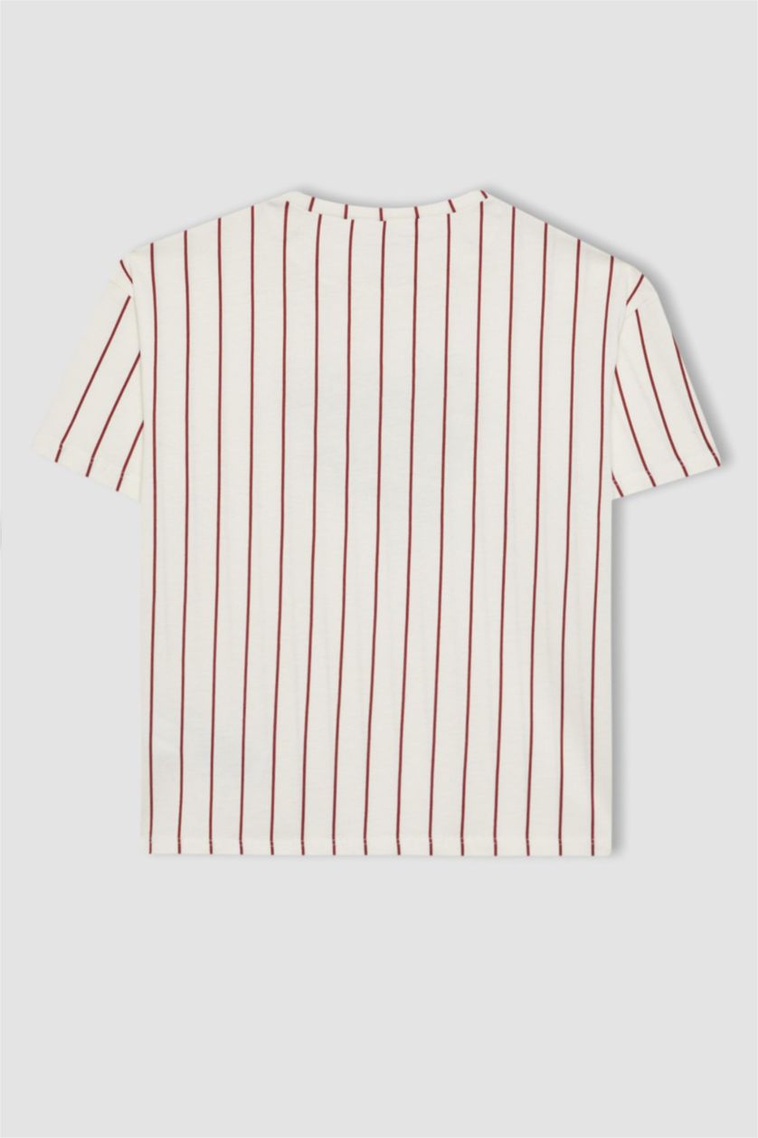 GIRLS & TEENS Ecru Girl Striped Short Sleeve 2 Piece Pajama Set