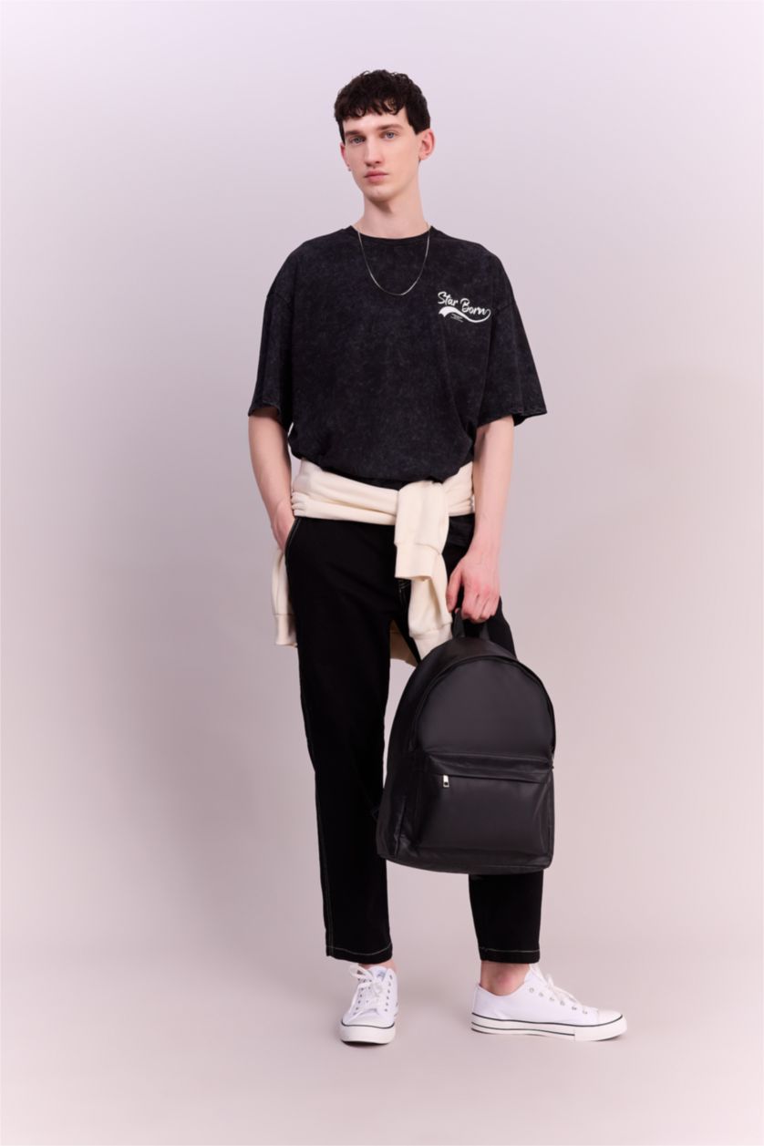 رجال أسود شنطة ظهر رجالي جلد صناعي