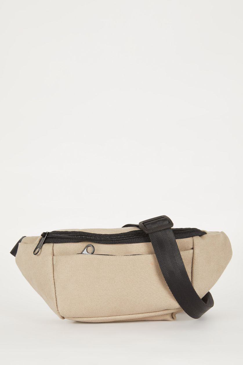 Man Beige Man Canvas Waist Bag