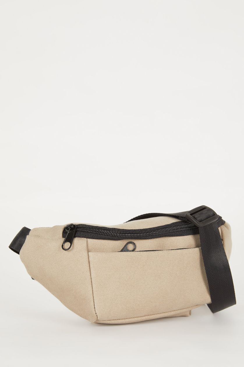 Man Beige Man Canvas Waist Bag