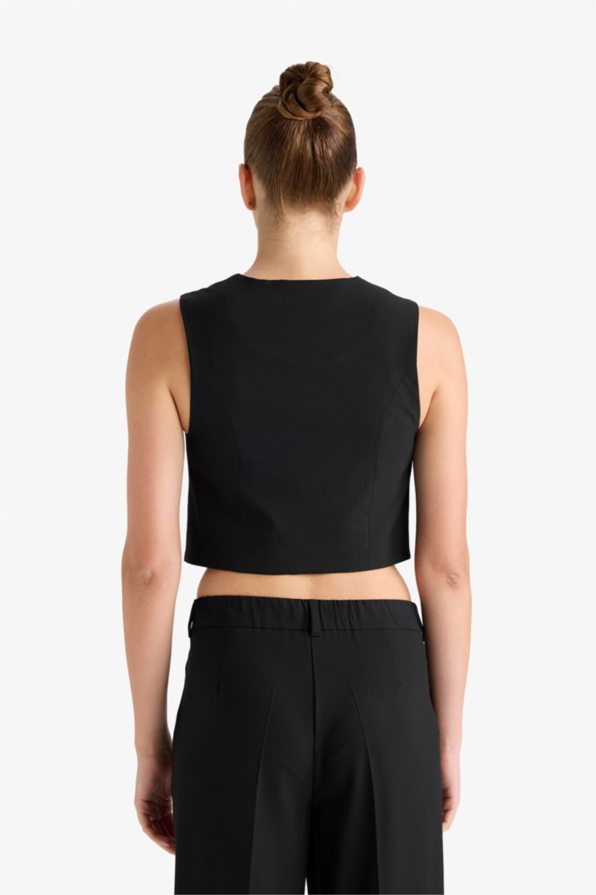 Woman Black V-Neck Vest