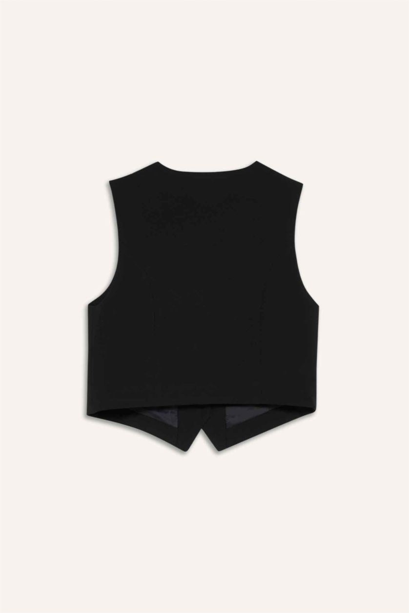 Woman Black V-Neck Vest