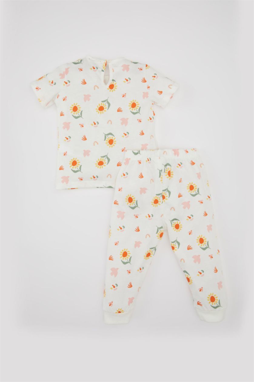 BÉBÉ FILLE Écru Pyjama Coton Penye à Motif Floral pour Bébé Fille