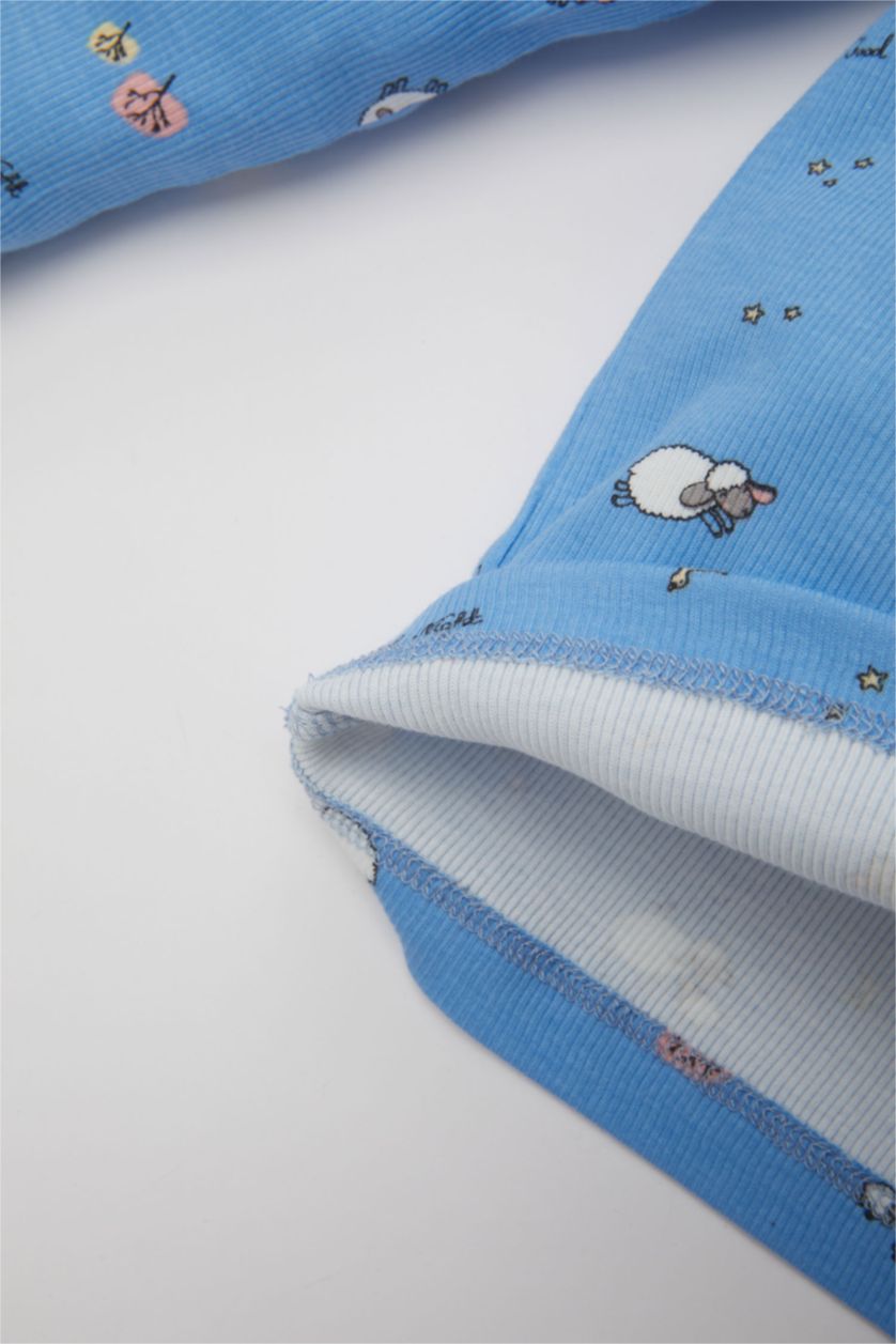 BABY GIRL Blue 2 piece Regular Fit Crew Neck Animal Knitted Pyjamas