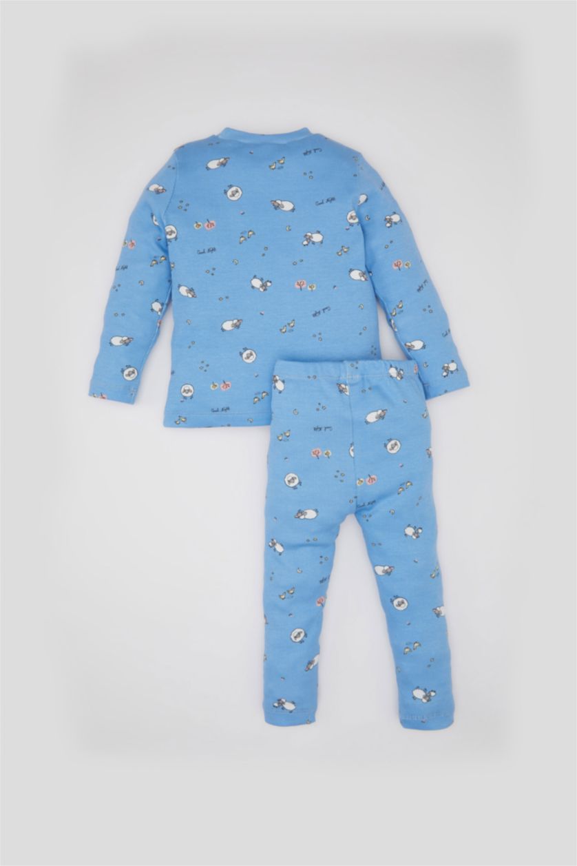 BABY GIRL Blue 2 piece Regular Fit Crew Neck Animal Knitted Pyjamas