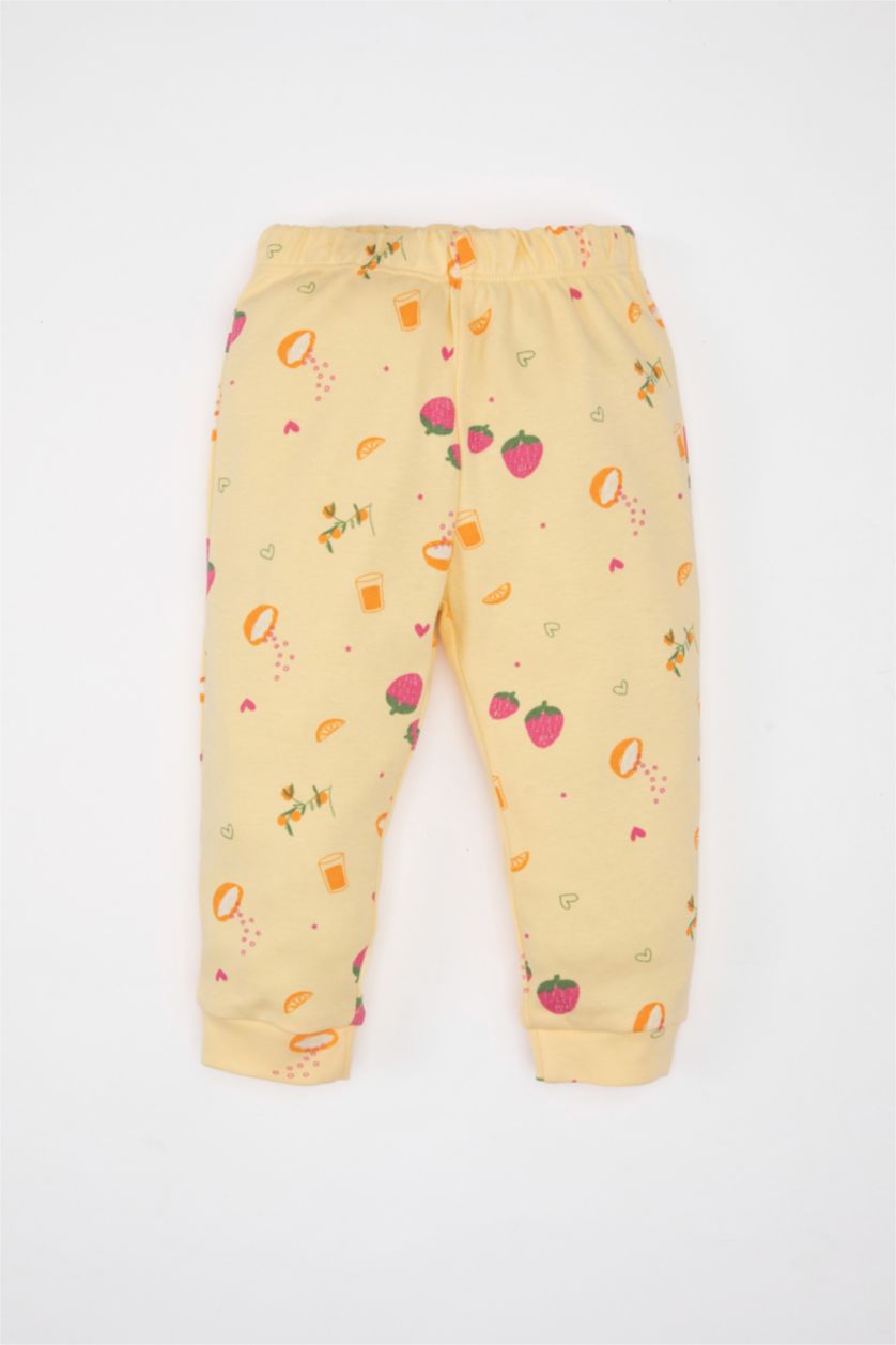 BABY GIRL Light Yellow Baby Girl Patterned 2 Piece Pajama Set
