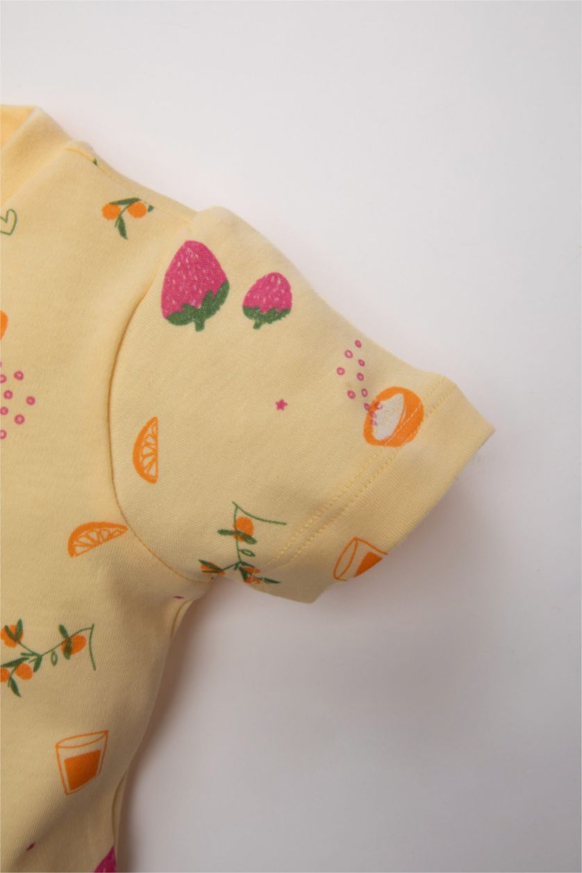 BABY GIRL Light Yellow Baby Girl Patterned 2 Piece Pajama Set