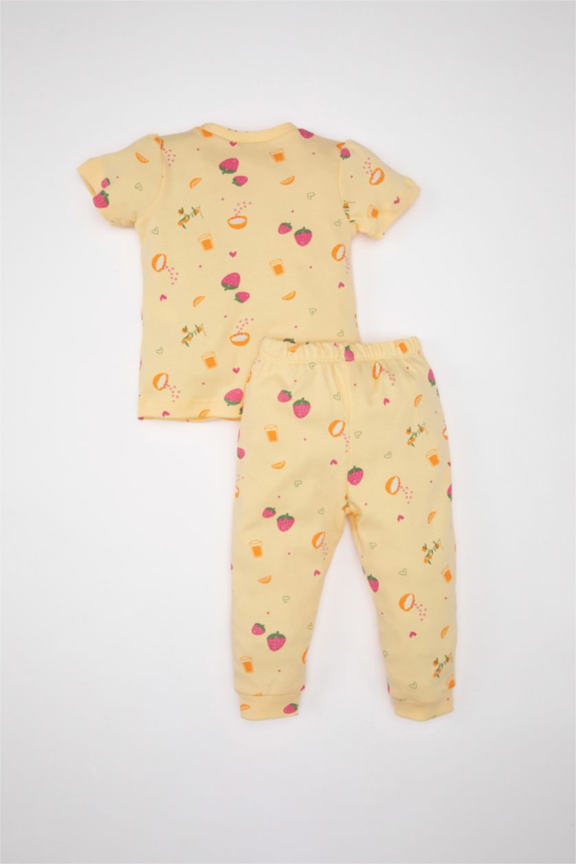 BABY GIRL Light Yellow Baby Girl Patterned 2 Piece Pajama Set
