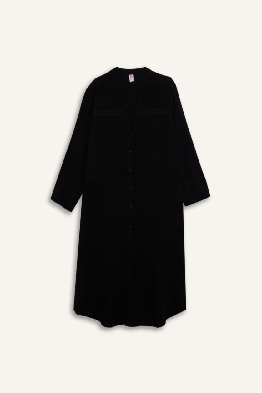 Kadın Siyah Regular Fit Baskılı Plaj Elbisesi