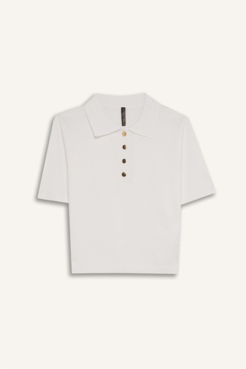 Әйелдерге экру ұзын бұлшықет пішімі поло жаға Пулловер