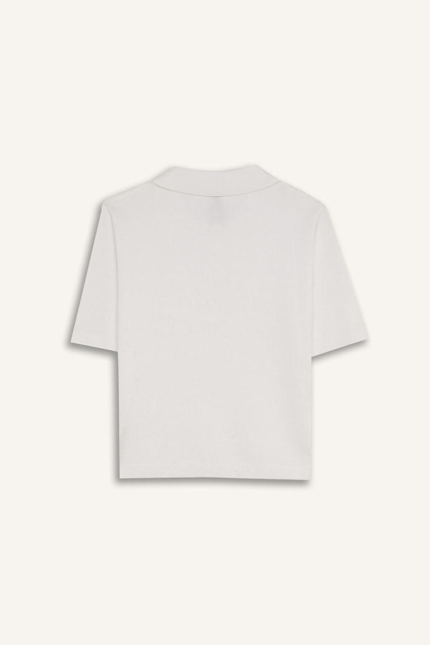 Әйелдерге экру ұзын бұлшықет пішімі поло жаға Пулловер