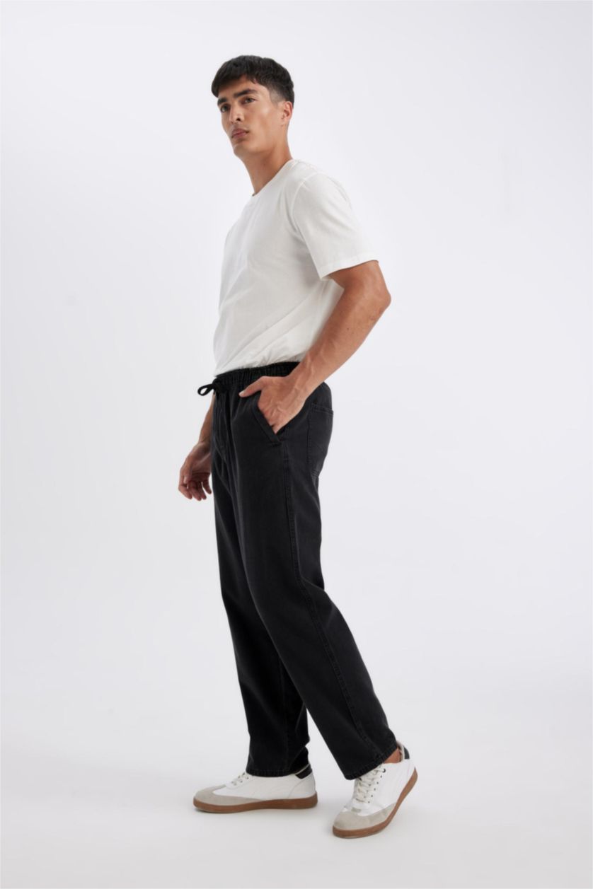 Erkek Siyah Wıde Leg Pantolon