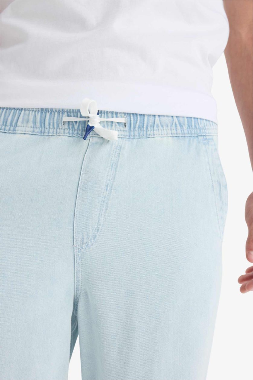 MAN Ice Blue Cotton Normal Waist Wide Leg Summer Jeans