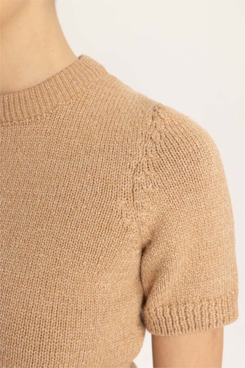 حريمي بيج بلوفر تريكو سليم فيت برقبة مستديرة