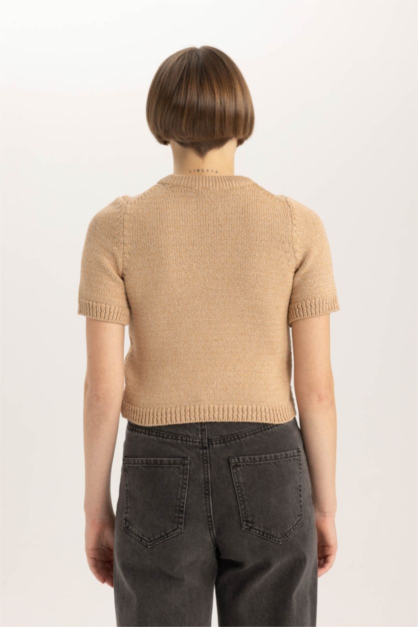 حريمي بيج بلوفر تريكو سليم فيت برقبة مستديرة