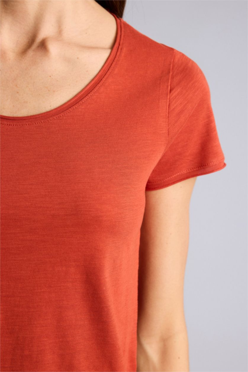 Әйелдерге Қою Қызғылт Сары Woman Short Sleeve T-Shirt