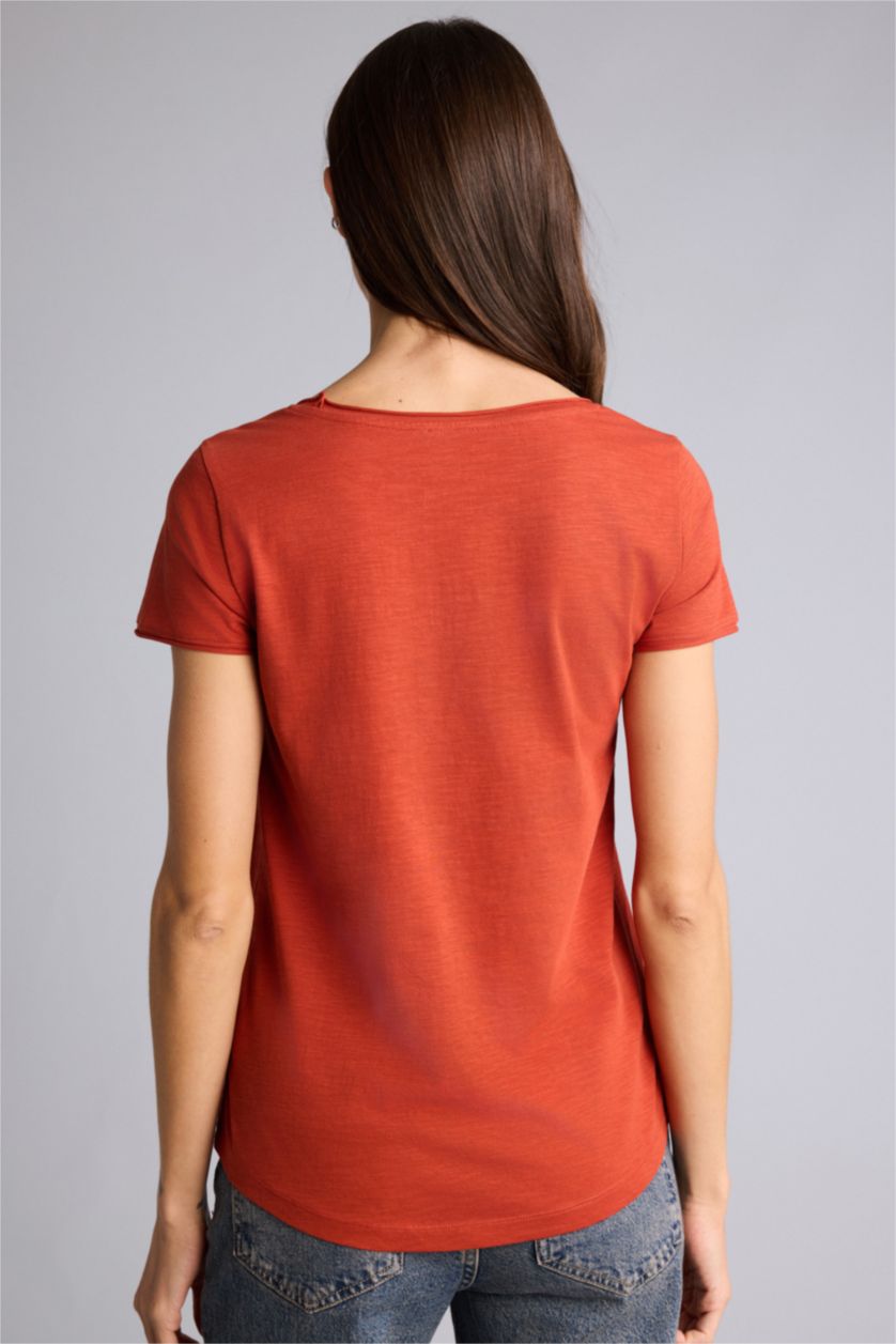 Әйелдерге Қою Қызғылт Сары Woman Short Sleeve T-Shirt