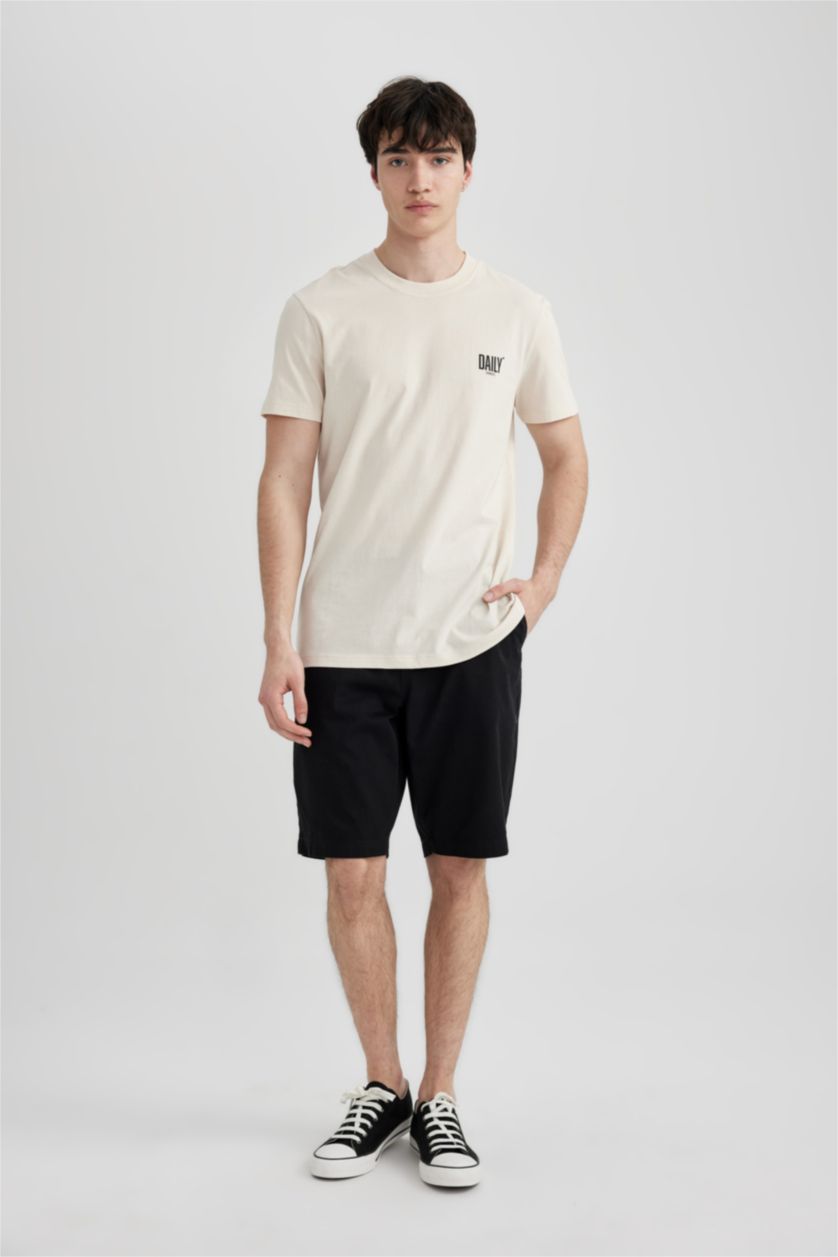 MAN Sand Slim Fit Crew Neck Printed Short Sleeve T-Shirt