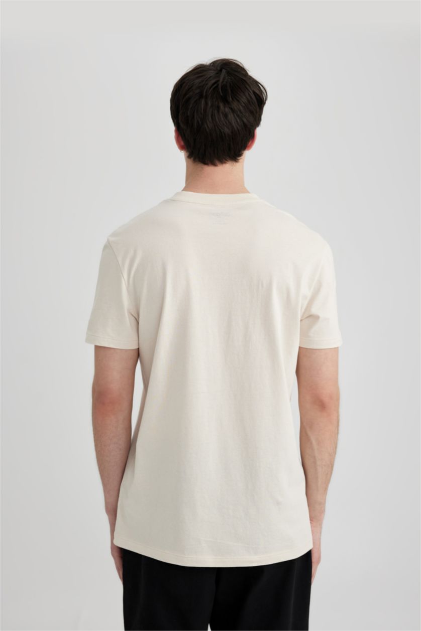 MAN Sand Slim Fit Crew Neck Printed Short Sleeve T-Shirt